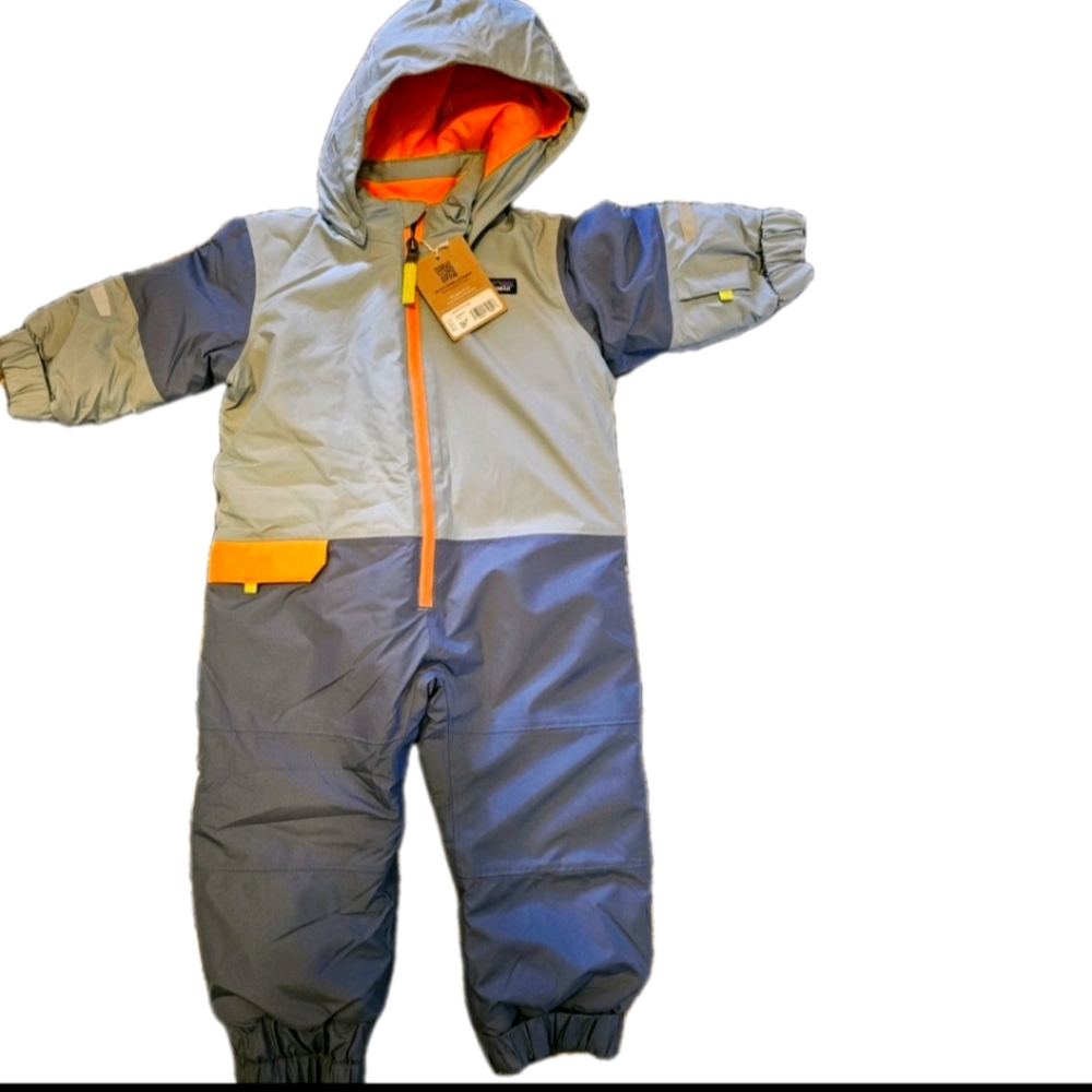 BRAND NEW Patagonia Baby Snow Pile One-Piece Snowsuit 6-12 Months Blue/Gray